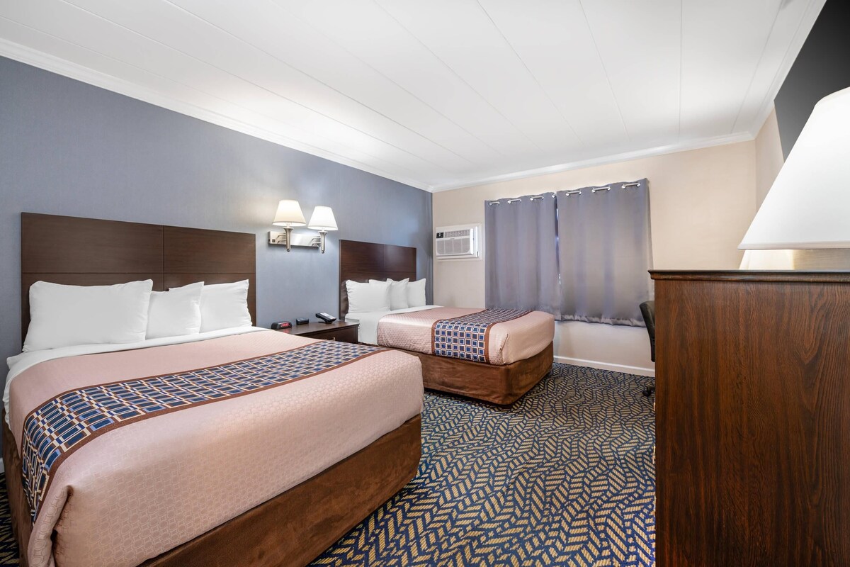 Room, 2 Double Beds, Accessible, Non Smoking | Desk, laptop workspace, blackout drapes, iron/ironing board