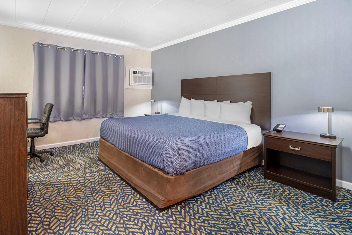 Room, 1 King Bed, Accessible, Non Smoking | Desk, laptop workspace, blackout drapes, iron/ironing board