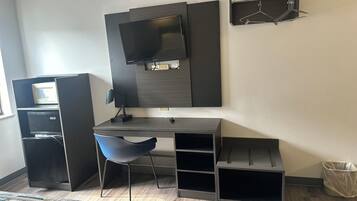 Desk, blackout drapes, iron/ironing board, free WiFi