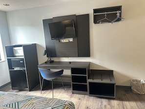 Desk, blackout drapes, iron/ironing board, free WiFi