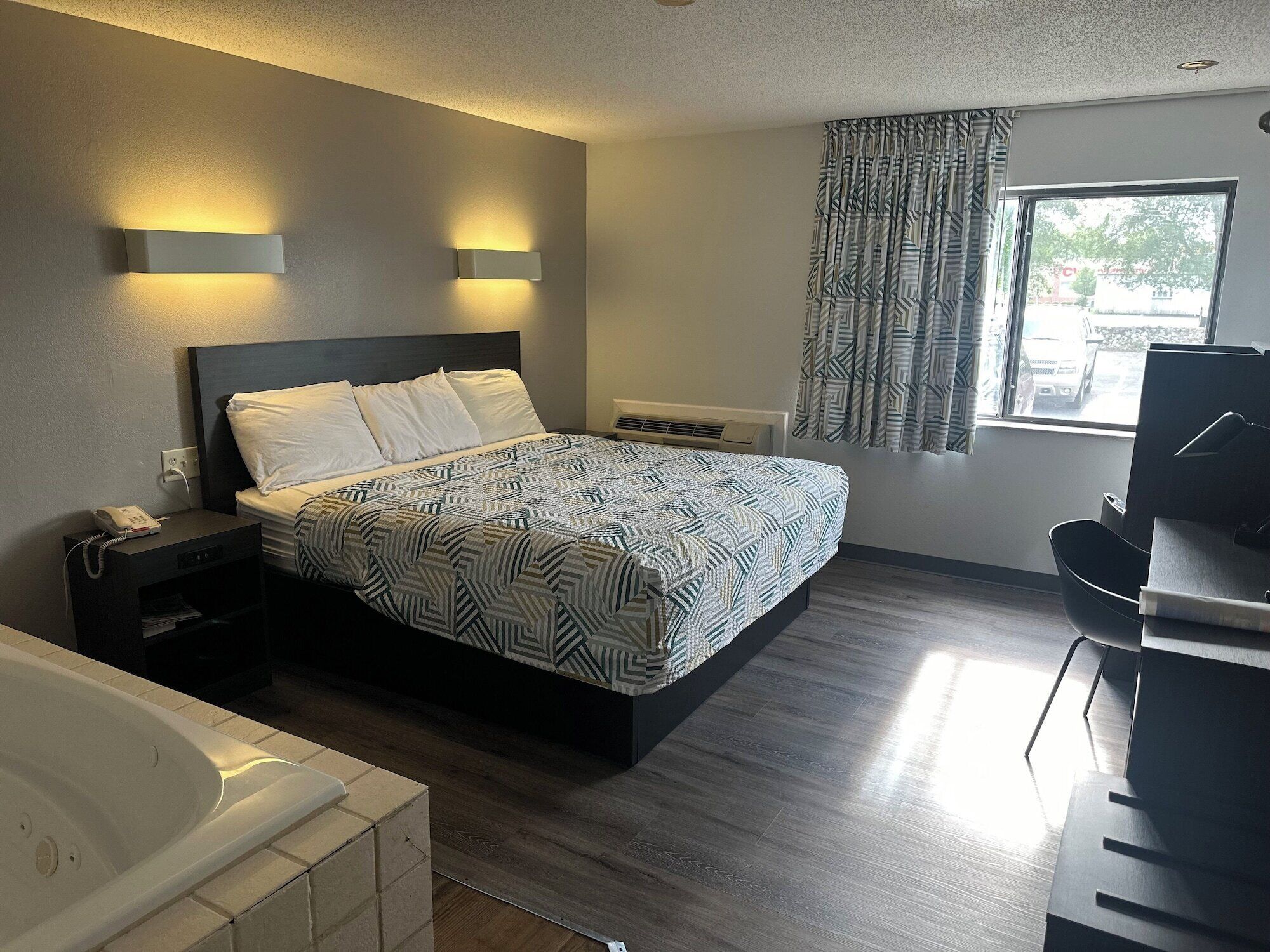 Desk, blackout curtains, iron/ironing board, free WiFi