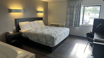 Desk, blackout curtains, iron/ironing board, free WiFi