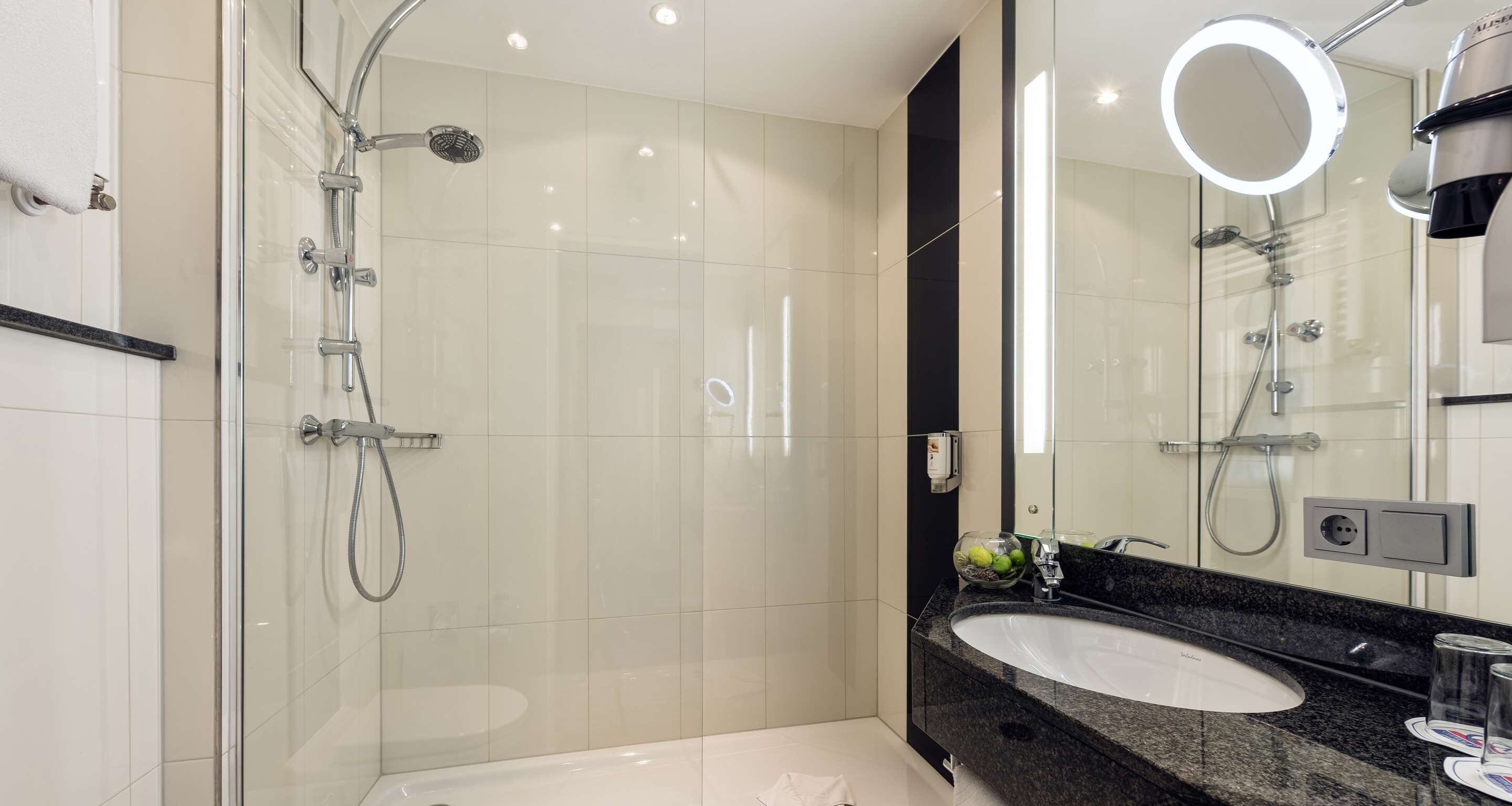 eco-friendly toiletries, hair dryer, bathrobes, towels