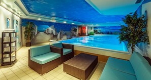 Indoor pool, open 6:30 AM to 10:30 PM, sun loungers