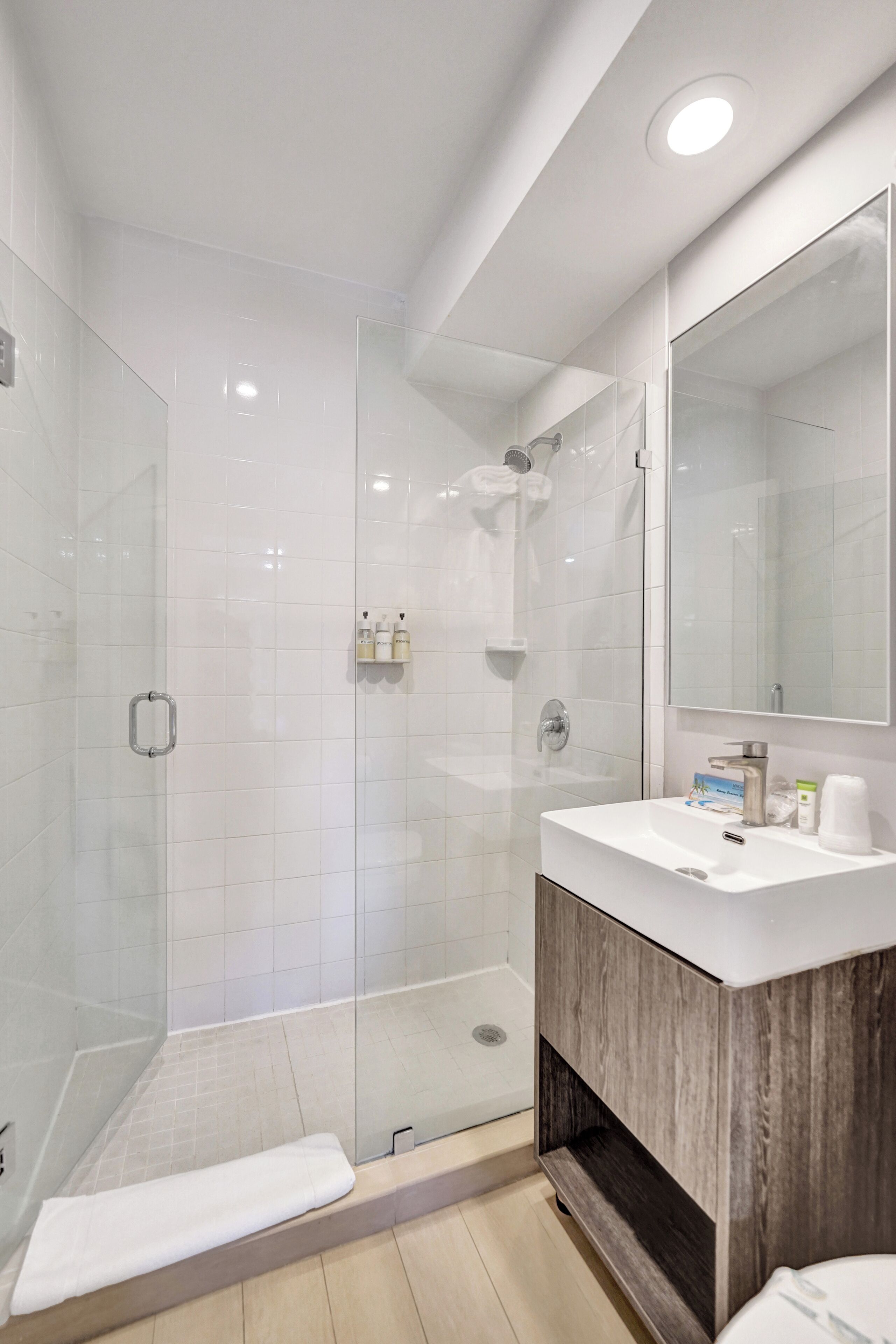 standard room, 1 king bed, partial sea view | bathroom shower