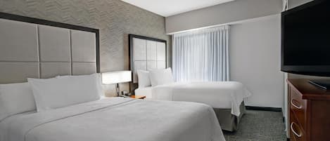 Premium bedding, desk, blackout drapes, iron/ironing board