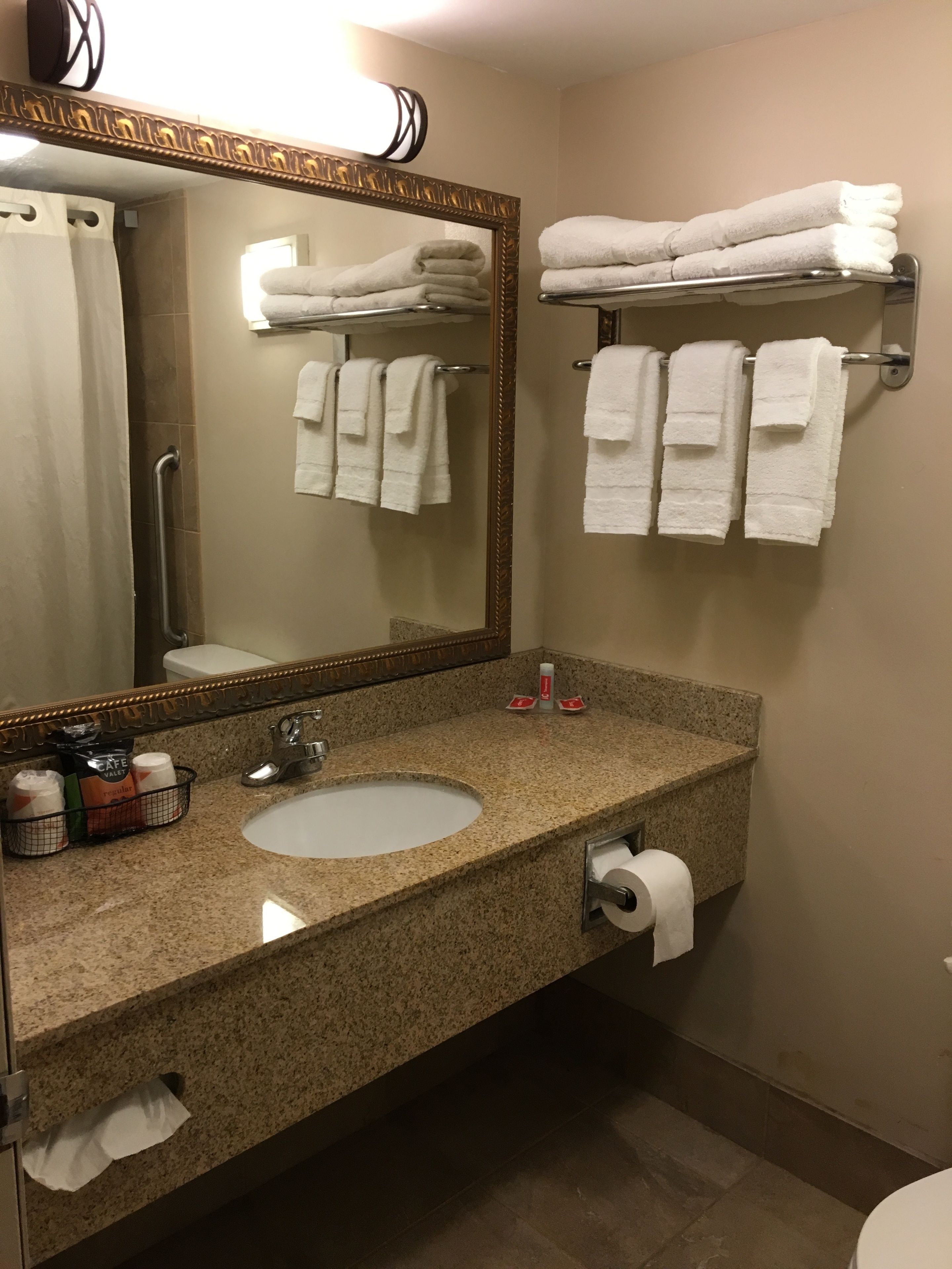 Free toiletries, hair dryer, towels