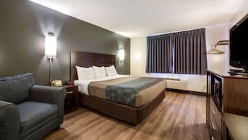 1 bedroom, desk, blackout drapes, iron/ironing board