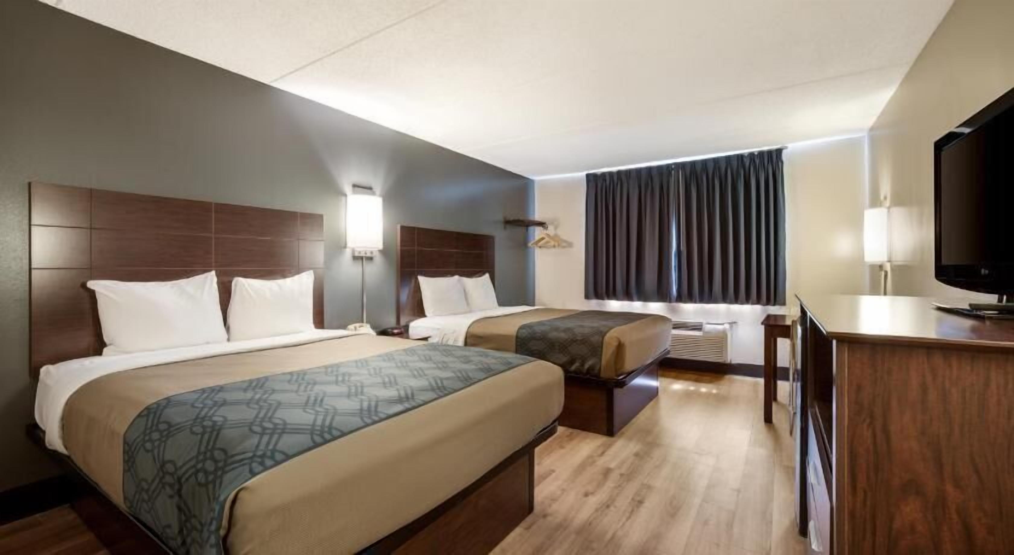 1 bedroom, desk, blackout curtains, iron/ironing board