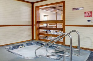 Indoor pool, open 7 AM to 10 PM, sun loungers