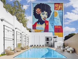 Outdoor pool, open 7:00 AM to 8:00 PM, sun loungers
