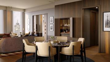 Premium bedding, down comforters, minibar, in-room safe