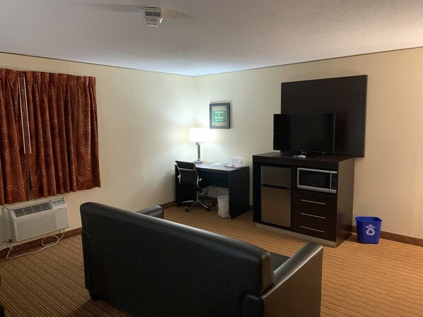 33-inch flat-screen TV with cable channels, TV