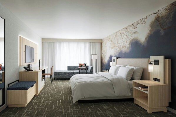 Premium bedding, desk, soundproofing, iron/ironing board