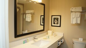 Business Room, 1 King Bed, Non Smoking | Bathroom | Combined shower/bathtub, free toiletries, hair dryer, towels