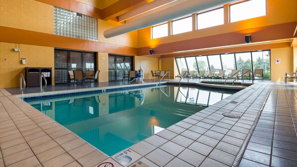 Indoor pool, open 7:00 AM to 11:00 PM, sun loungers