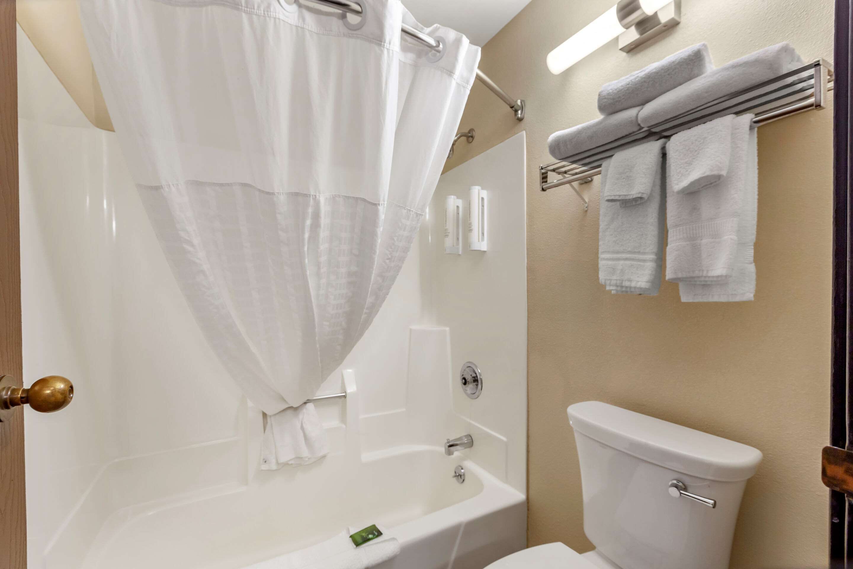 bathtub, free toiletries, hair dryer, slippers