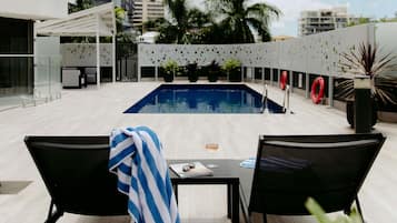 Outdoor pool, sun loungers