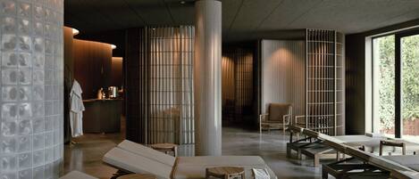 Sauna, body treatments, hydrotherapy, facials, massages