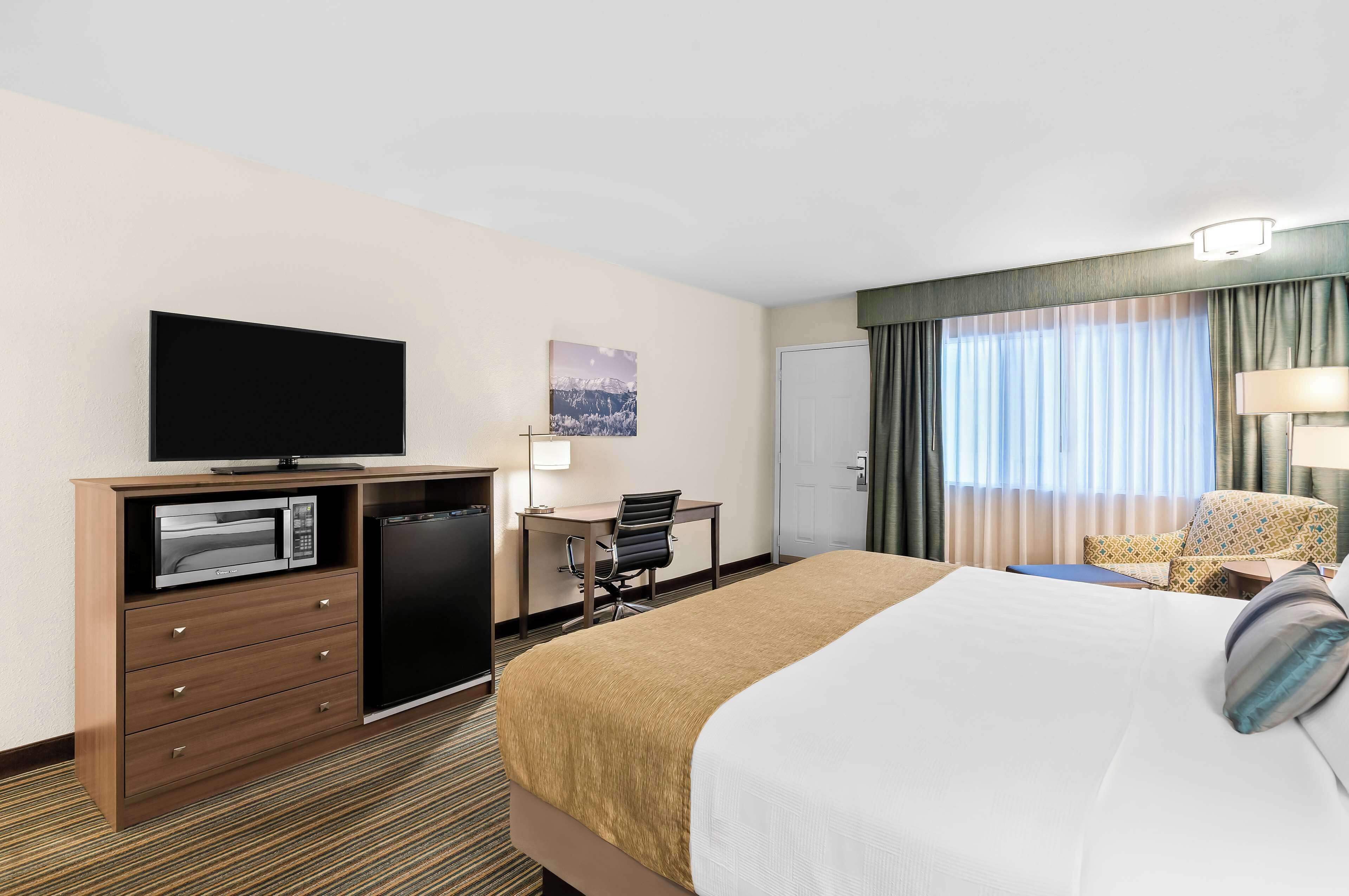 desk, blackout curtains, iron/ironing board, free cots/infant beds