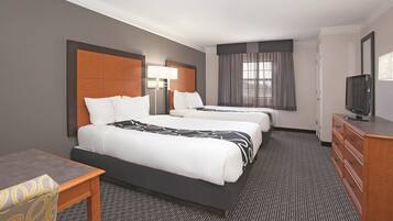 Premium bedding, desk, blackout drapes, iron/ironing board