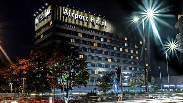 A multi-story building with "Britannia Airport Hotel" signage, featuring a modern architectural design with a prominent entrance and multiple windows. - Britannia Hotel Manchester Airport (Manchester)