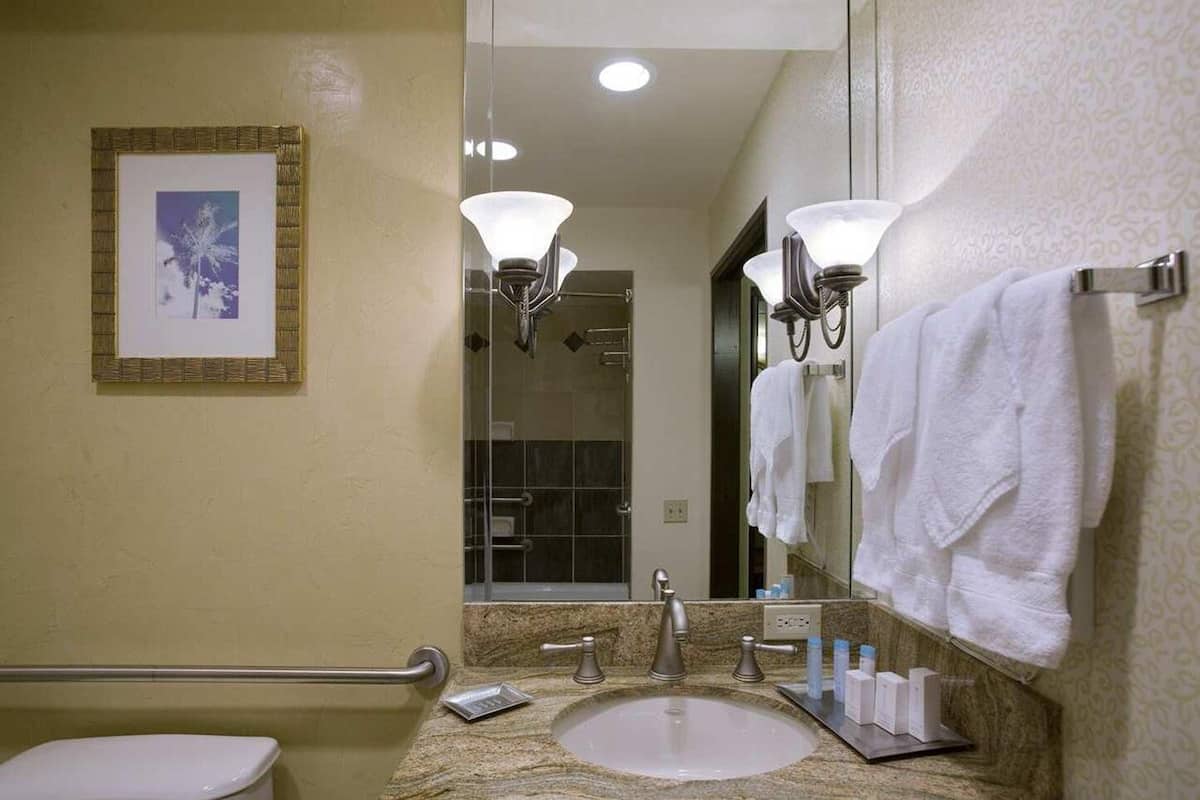 Bathroom | Combined shower/tub, designer toiletries, hair dryer, bathrobes