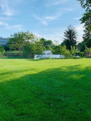A grassy park area with trees and a body of water in the background. - Doubletree by Hilton Somerset Hotel and Conference Center (Somerset)