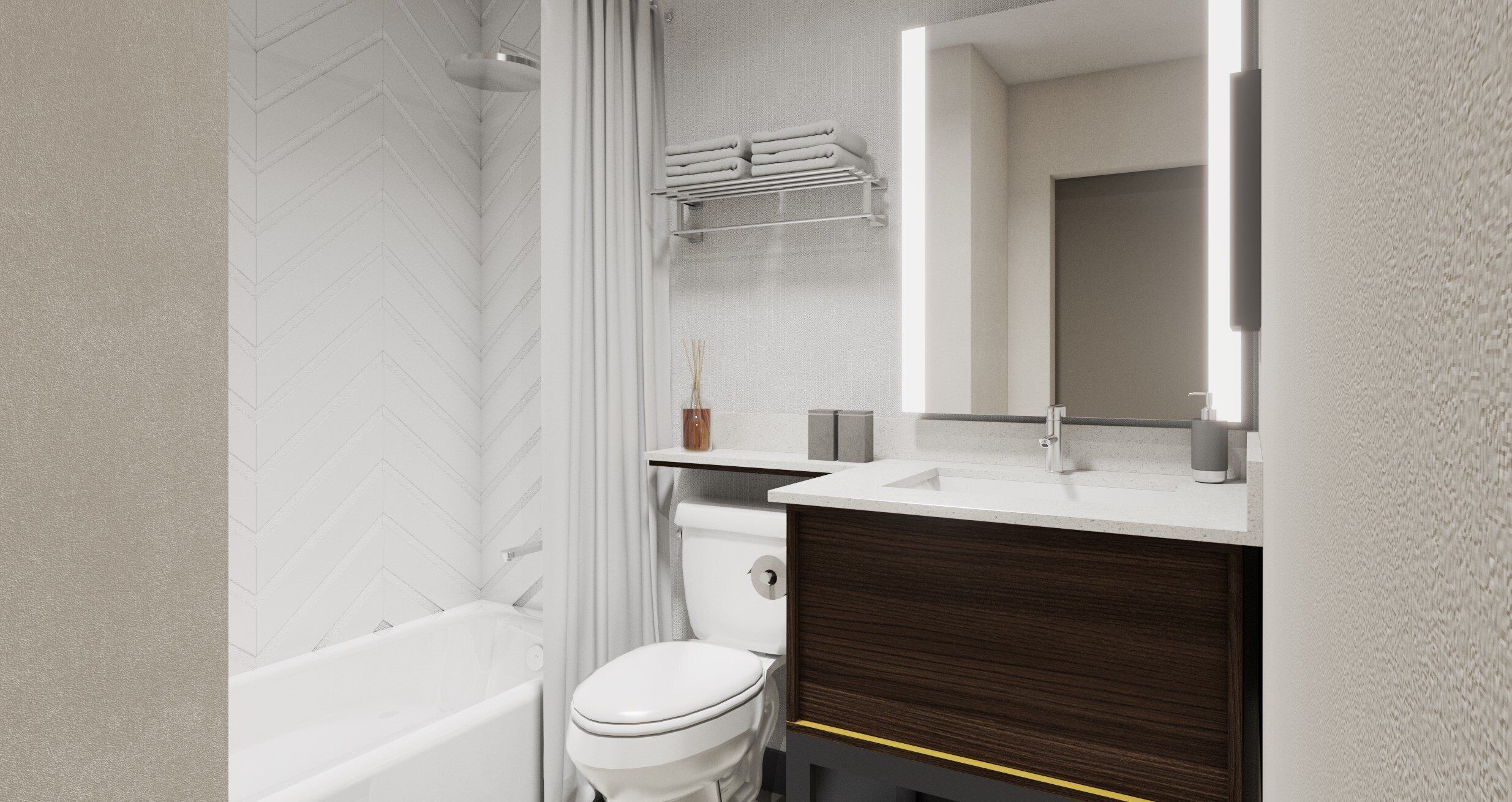 bathtub, eco-friendly toiletries, hair dryer, towels