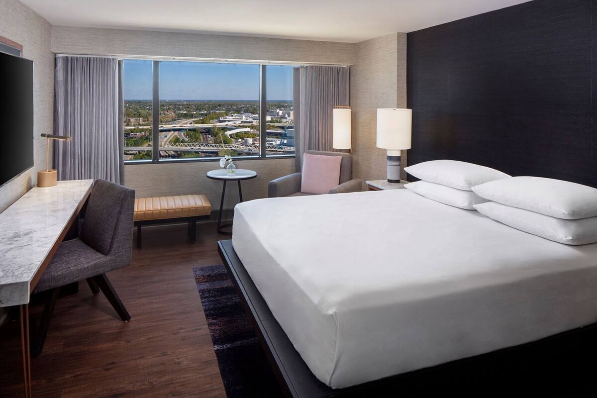 Premium bedding, down comforters, pillowtop beds, in-room safe