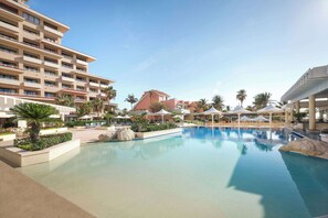 3 outdoor pools, open 11:00 AM to 7:00 PM, pool cabanas (surcharge)