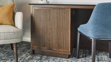 In-room safe, desk, laptop workspace, iron/ironing board
