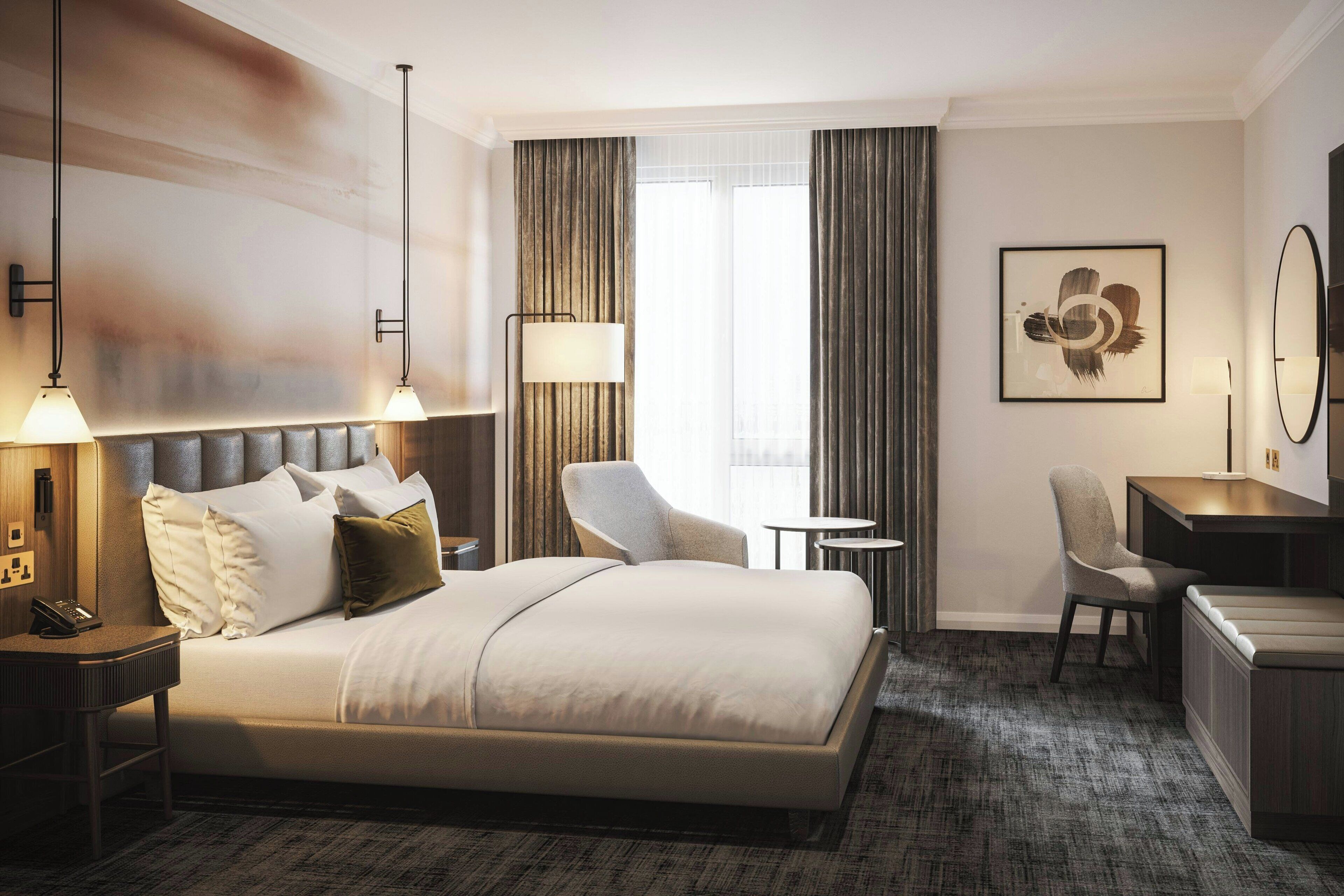 Chambre Exécutive, 1 très grand lit | Coffres-forts dans les chambres, bureau