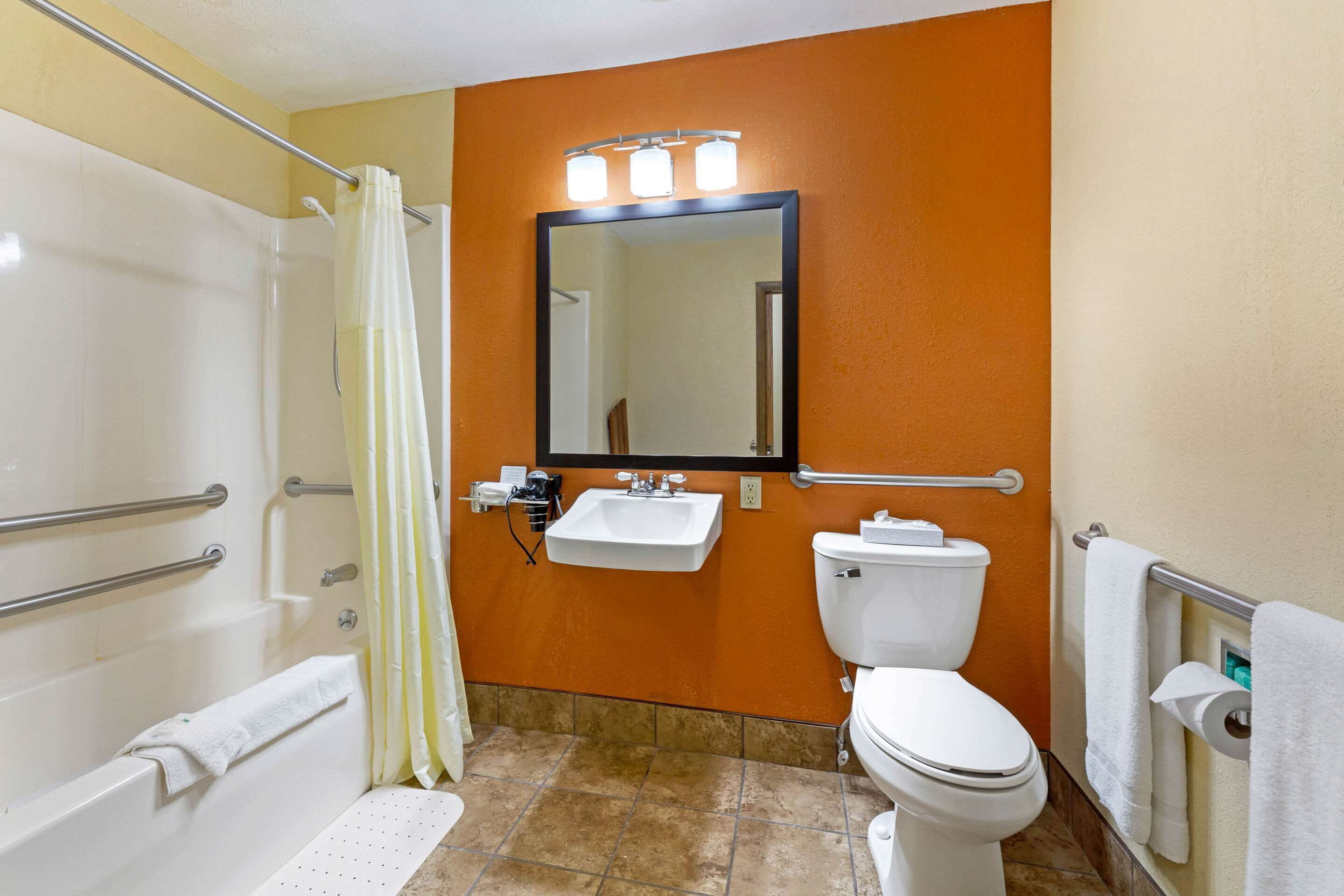 room, 1 queen bed, accessible, non smoking | bathroom | combined shower/bathtub, free toiletries, hair dryer, towels