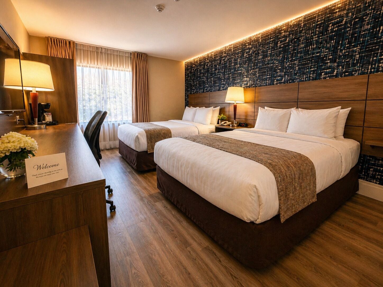 Room, 2 Queen Beds, Non Smoking | Premium bedding, pillowtop beds, desk, laptop workspace
