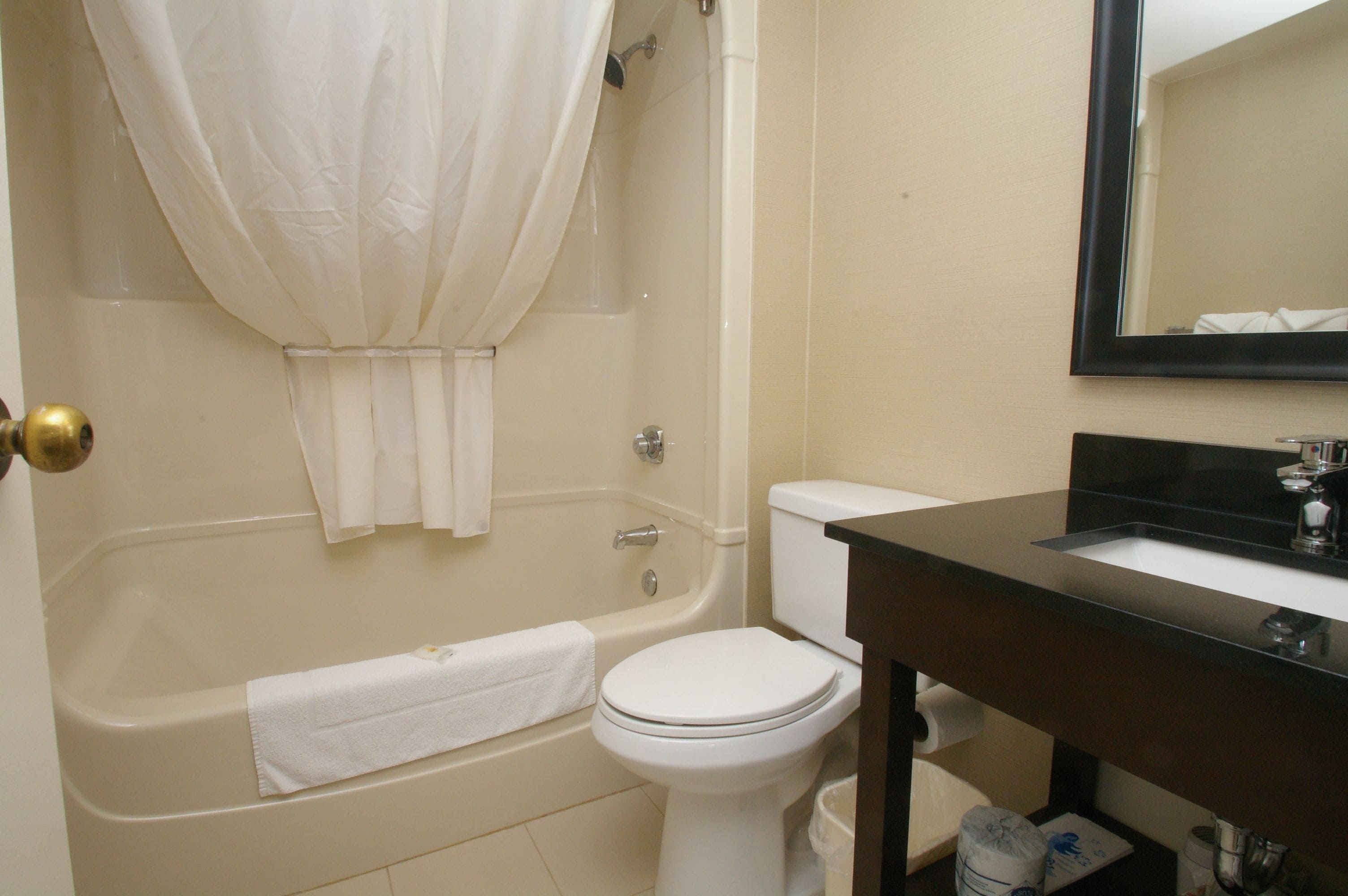 combined shower/bathtub, hydromassage showerhead, free toiletries