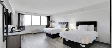 Deluxe Room, 2 Queen Beds, Non Smoking | 1 bedroom, desk, laptop workspace, iron/ironing board