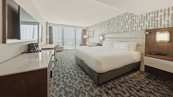 Down comforters, pillowtop beds, in-room safe, desk