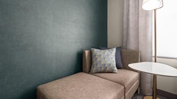 Premium bedding, pillowtop beds, desk, blackout drapes