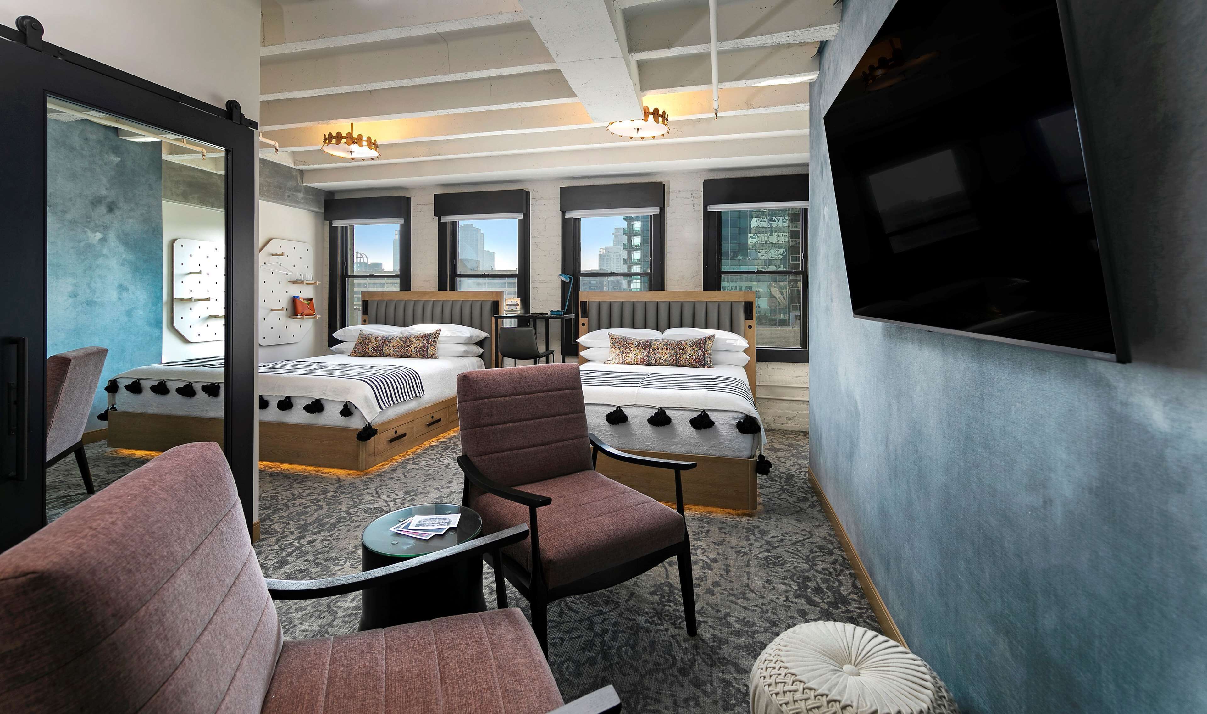 studio, 2 queen beds | desk, laptop workspace, iron/ironing board, free cots/infant beds