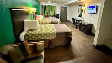 Standard Room, 2 Double Beds, Non Smoking | Desk, blackout drapes, iron/ironing board, rollaway beds