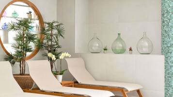 Sauna, hot tub, steam room, deep-tissue massages, sports massages