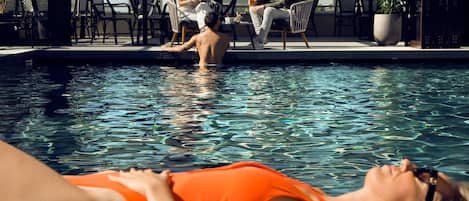 Indoor pool, seasonal outdoor pool, open 10 AM to 8 PM, pool loungers
