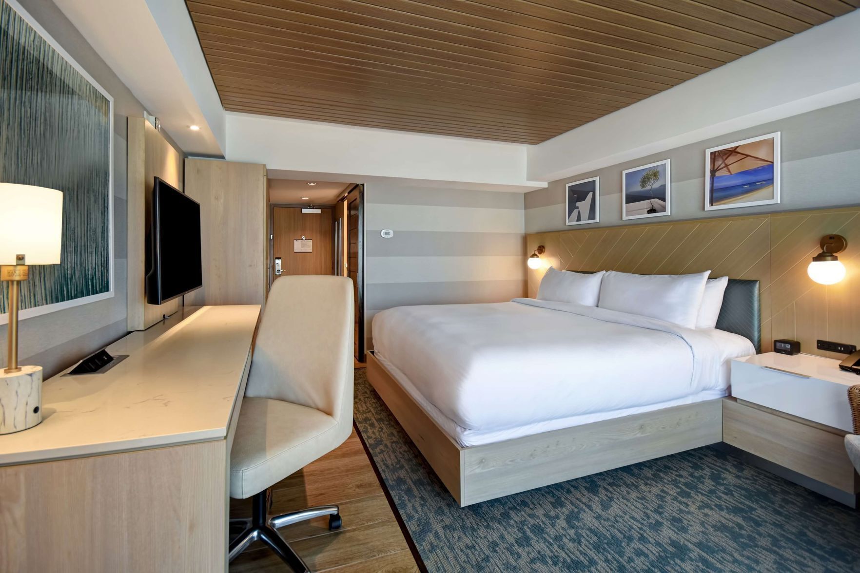 Down comforters, pillowtop beds, in-room safe, desk