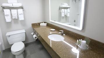 Standard Room, 1 King Bed | Bathroom | Combined shower/tub, free toiletries, hair dryer, towels