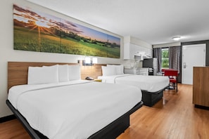 Deluxe Suite, 2 Queen Beds, Non Smoking | In-room safe, desk, iron/ironing board, free cribs/infant beds