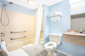 Room, 2 Queen Beds, Accessible, Non Smoking | Bathroom | Combined shower/tub, eco-friendly toiletries, hair dryer, towels