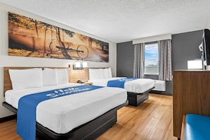 Room, 2 Queen Beds, Accessible, Non Smoking | In-room safe, desk, iron/ironing board, free cribs/infant beds