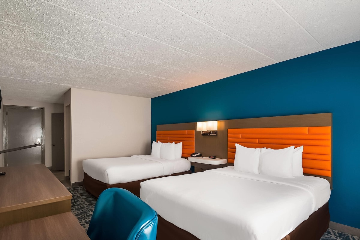 Room, 2 Queen Beds, Non Smoking | In-room safe, desk, laptop workspace, blackout drapes