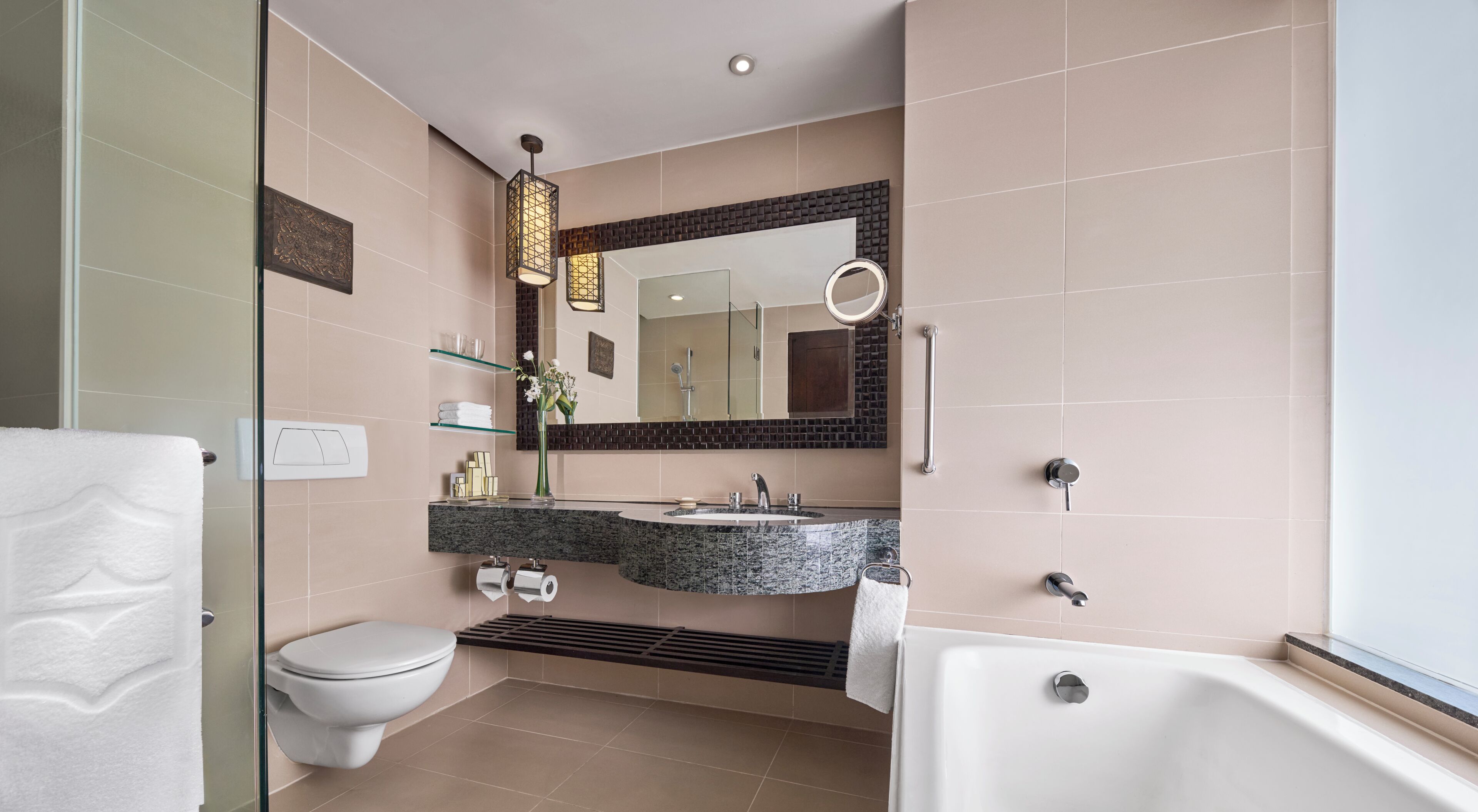 Twin Room, Terrace, Sea View (Kinabalu) | Bathroom | Separate tub and shower, rainfall showerhead, slippers, towels